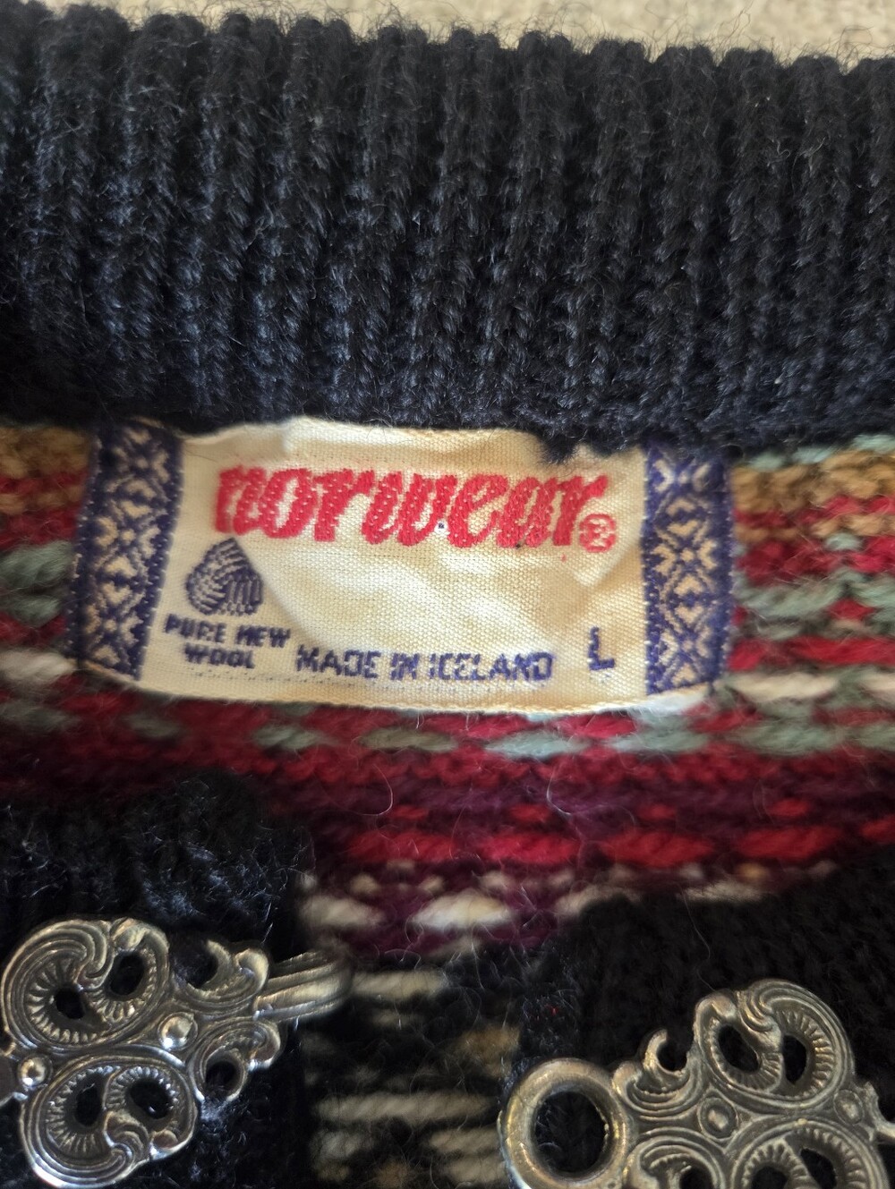Norwear Vintage Icelandic Pure Wool Sweater Metal L - Picture 7 of 9